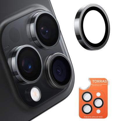 Protector de cámara trasera Torras Lensguard para Apple iPhone 16 Pro Max / 16 Pro, vidrio templado, negro