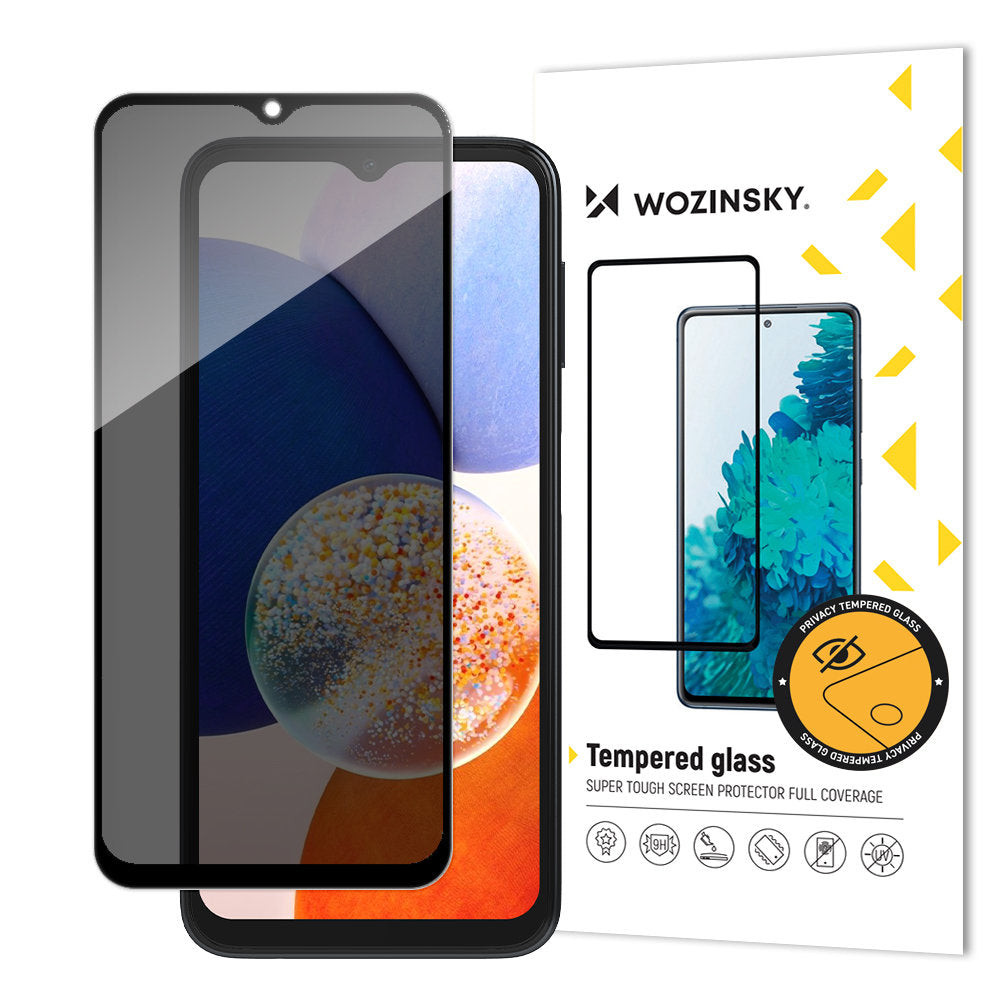 WZK AntiSpy Privacy Protector de Pantalla para Samsung Galaxy A14 A145 / A14 5G A146, Cristal Protector, Pegamento Completo