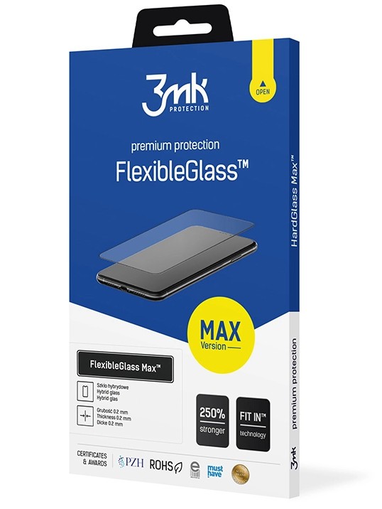 Protector de pantalla 3MK FlexibleGlass Max para Samsung Galaxy A52s 5G A528 / A52 5G A526 / A52 A525, Cristal flexible, Pegamento completo, Negro