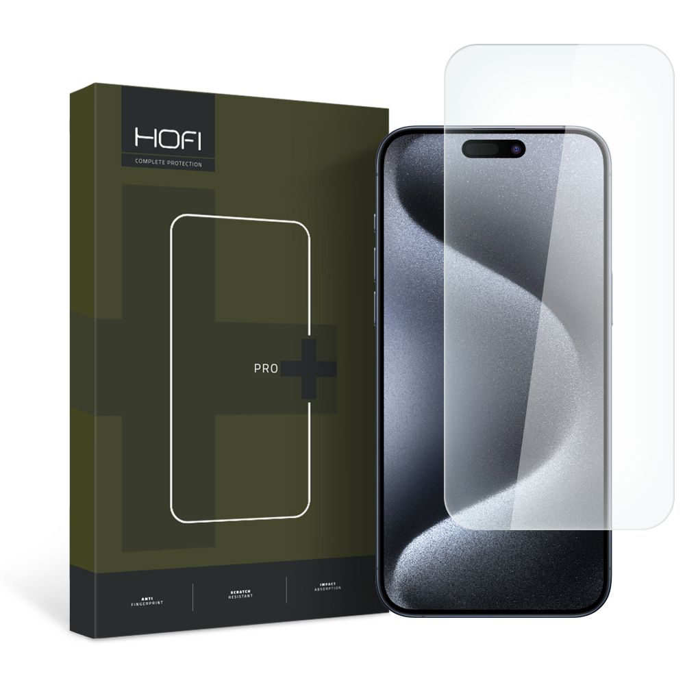 HOFI PRO+ Protector de Pantalla para Apple iPhone 15 Pro, Cristal Protegido, Pegado Completo, 2.5D 