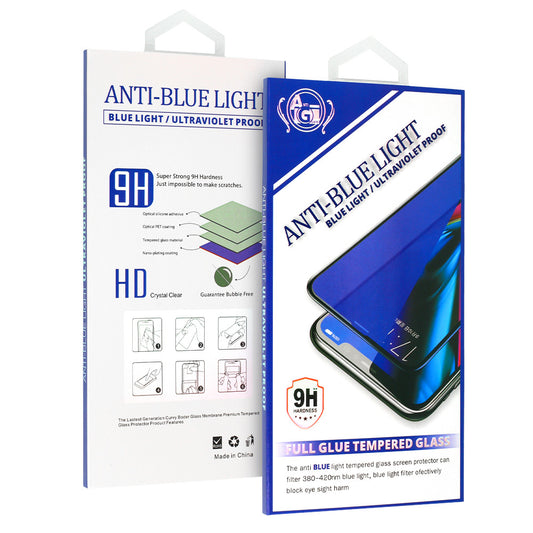 OEM Anti Blue Light Protector de Pantalla para Apple iPhone 14 Pro, Cristal Blindado, Pegado Completo, Negro