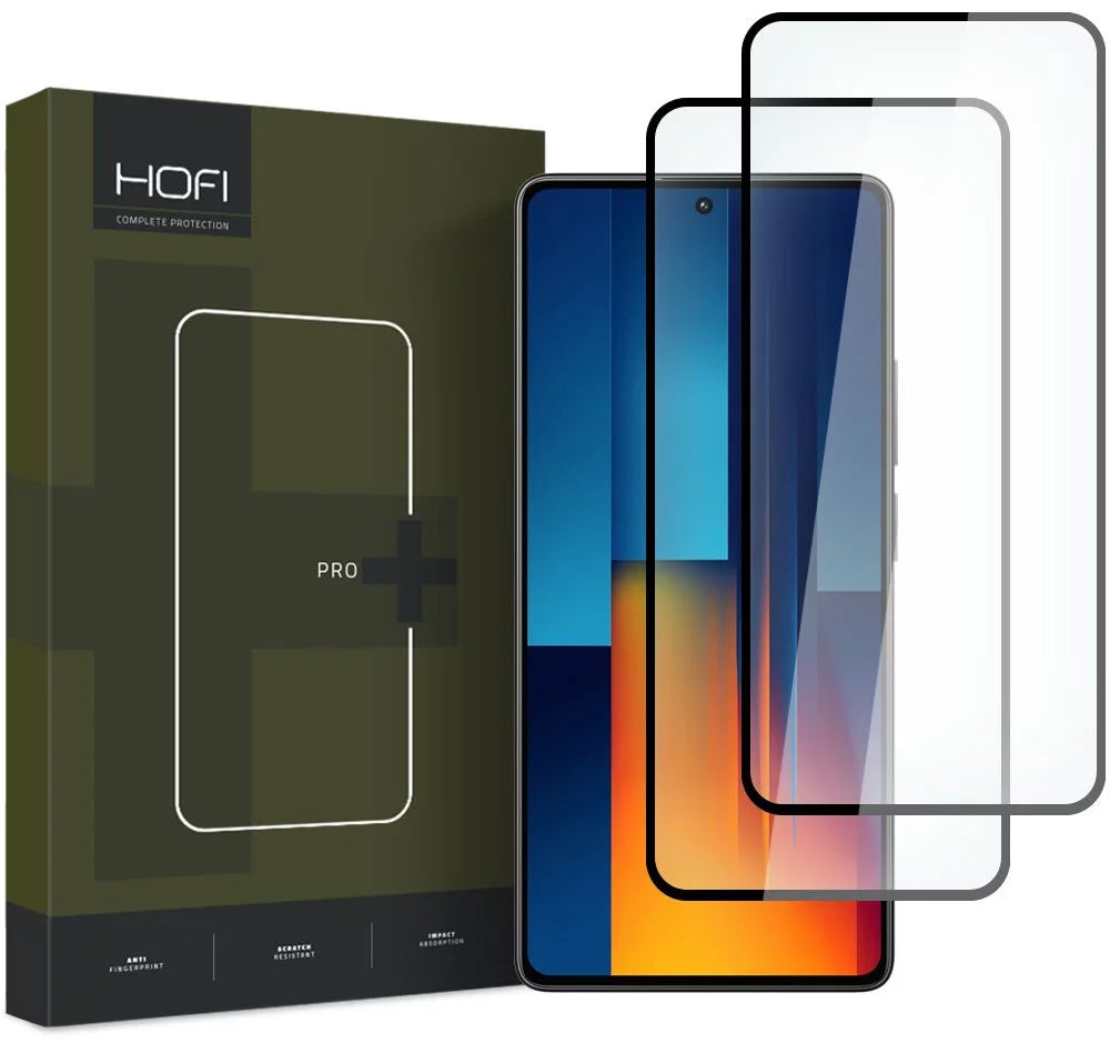 Protector de pantalla HOFI Glass PRO+ para Xiaomi Poco M6 Pro 5G, Glass Shield, Full Glue, Juego de 2 piezas, 2.5D, Negro 