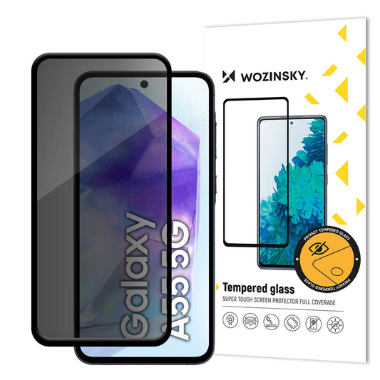 Protector de pantalla Privacy WZK AntiSpy para Samsung Galaxy A55 5G A556, vidrio templado, adhesivo completo