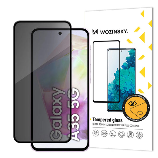 WZK AntiSpy Privacy Protector de Pantalla para Samsung Galaxy A35 5G A356, Cristal Protector, Pegamento Completo 