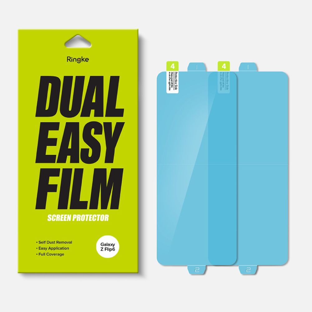 Protector de pantalla interior Ringke Dual Easy para Samsung Galaxy Z Flip6 F741, Plástico, Juego de 2 piezas