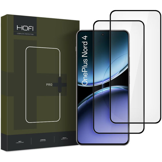 HOFI Glass PRO+ Protector de Pantalla para OnePlus Nord 4, Cristal Protector, Pegamento Completo, Set 2 piezas, 2.5D, Negro