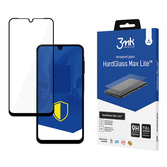 Película Protectora de Pantalla 3MK HardGlass Max Lite para Samsung Galaxy A16 5G A166 / A16 4G A165, Vidrio Protegido, Pegamento Completo, Negro 