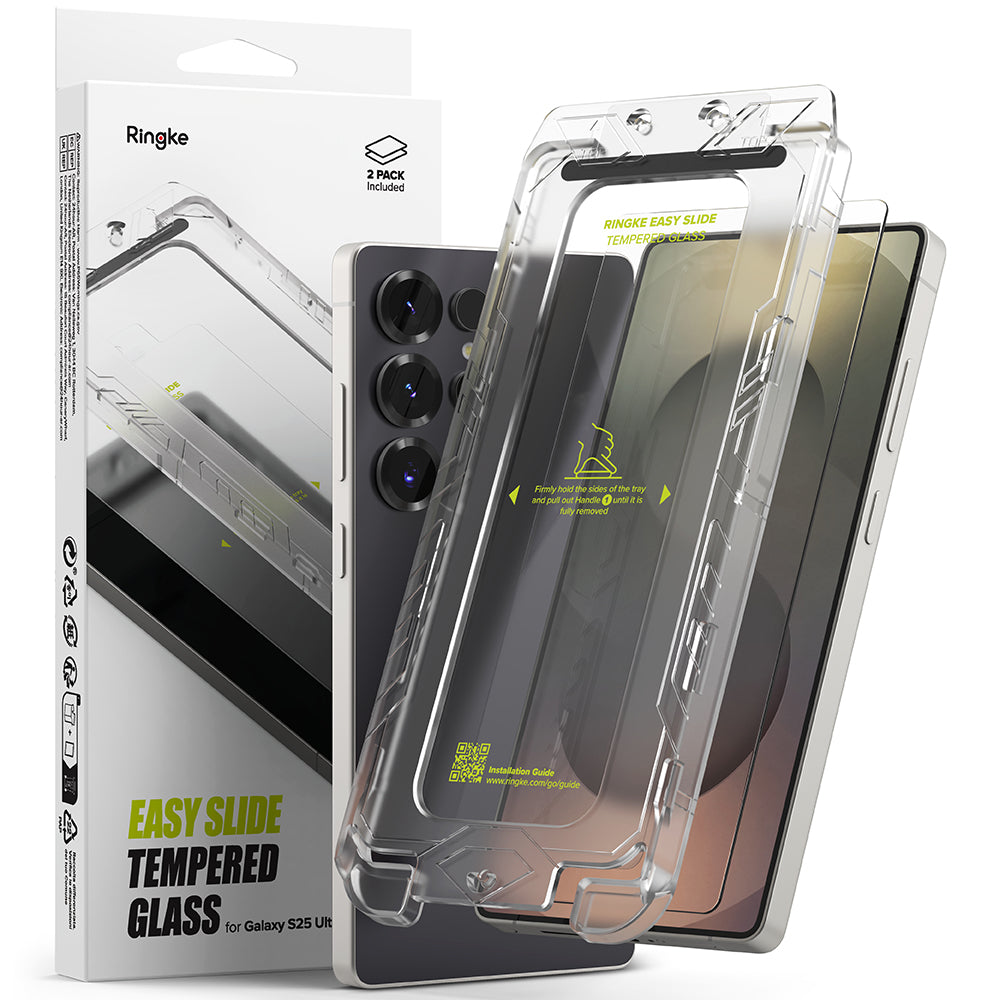 Protector de pantalla Ringke Easy Slide para Samsung Galaxy S25 Ultra S938, Cristal Templado, Adhesivo Completo, Set de 2 piezas