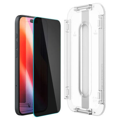 Protector de pantalla Privacy Spigen GlastR EZ FIT para Apple iPhone 16 / 15, Cristal Templado, Adhesivo Completo, Set de 2 piezas AGL06905