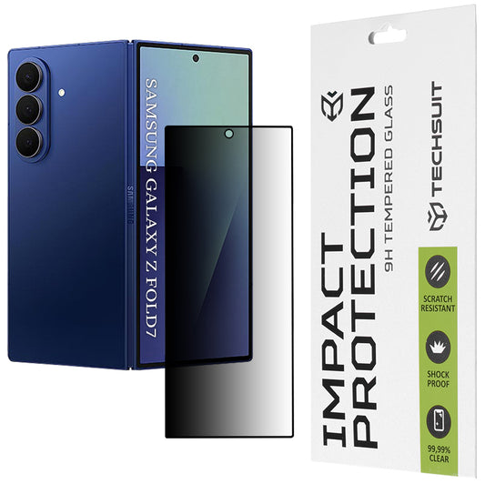 Protector de pantalla exterior Privacy Techsuit para Samsung Galaxy Z Fold7 F966, vidrio templado, adhesivo completo, 111D