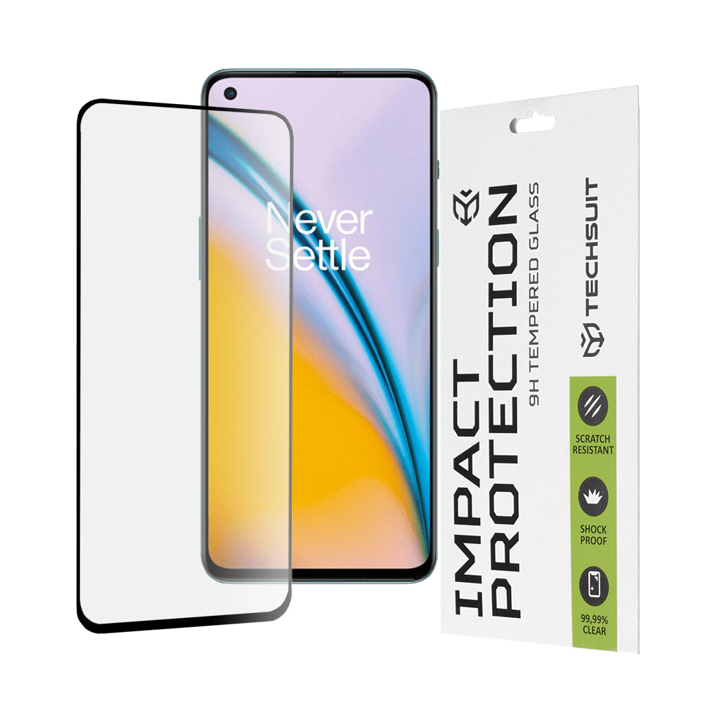 Protector de pantalla Techsuit para OnePlus Nord 2T / Nord CE 5G / Nord 2 5G, vidrio templado, adhesivo completo, 111D, negro