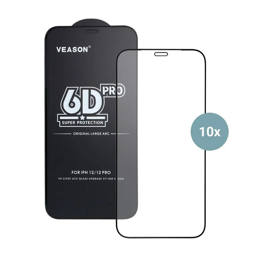 Protector de pantalla Veason PRO para Apple iPhone 17 Pro Max, vidrio templado, adhesivo completo, set de 10 piezas, 6D, negro