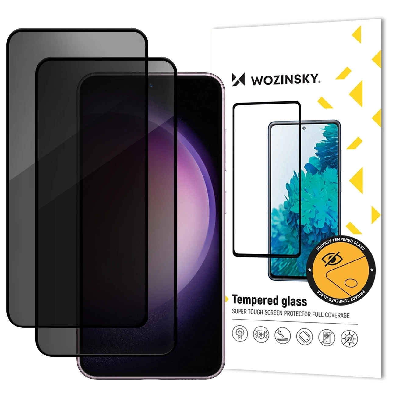 Protector de pantalla Privacy WZK AntiSpy para Samsung Galaxy S25 FE, vidrio templado, adhesivo completo, set de 2 piezas