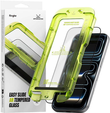 Protector de pantalla Ringke Easy Slide AR para Apple iPhone 17 Pro, vidrio templado, adhesivo completo, 2.5D, negro