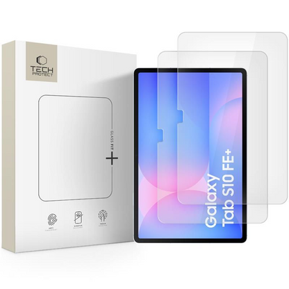 Protector de pantalla Tech-Protect FIT+ para Samsung Galaxy Tab S10 FE+, Cristal Templado, Adhesivo Completo, Set de 2 piezas, 2.5D