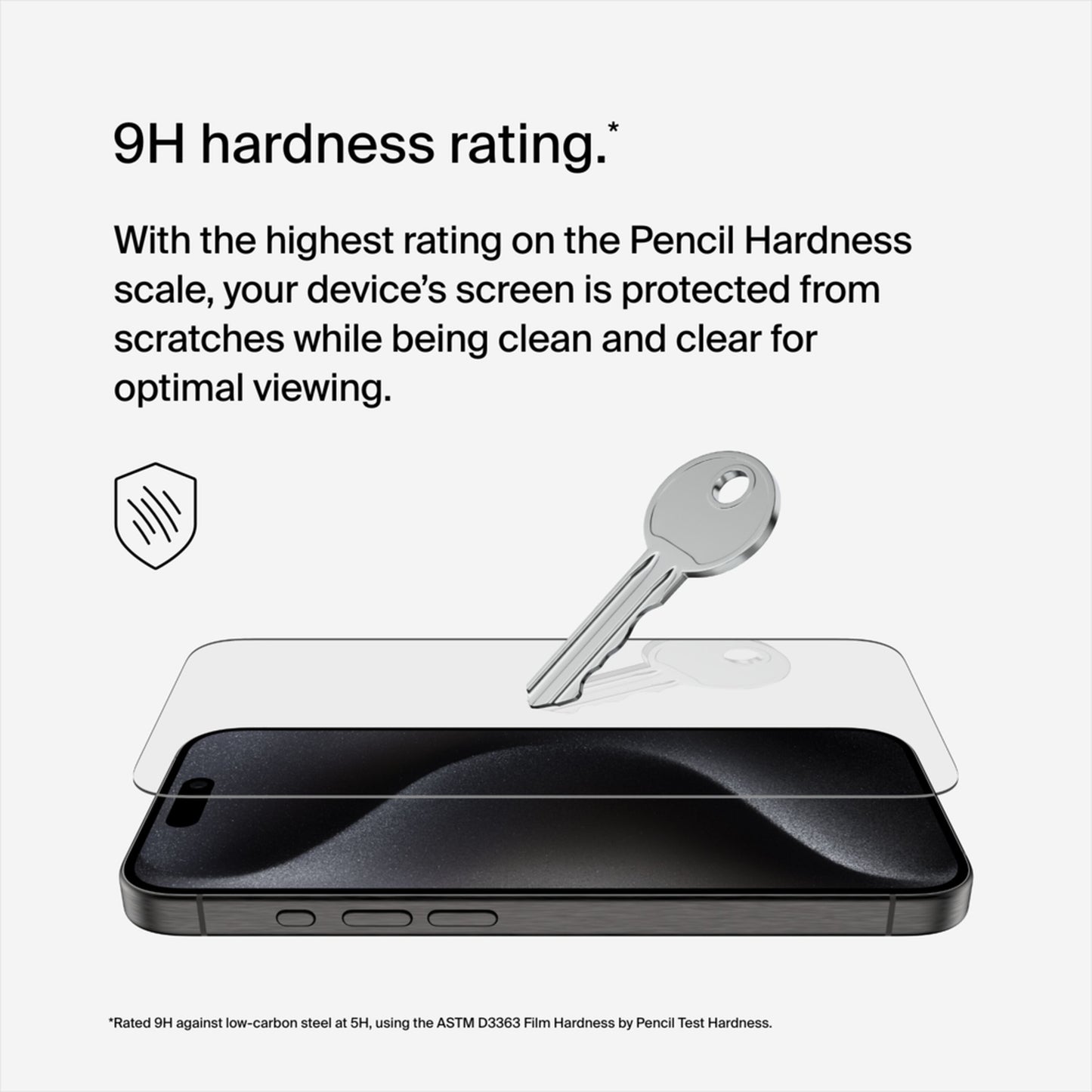 Protector de pantalla Belkin ScreenForce TemperedGlass para Apple iPhone 15 Pro, vidrio templado, adhesivo completo OVA137zz