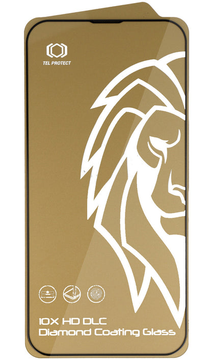 Protector de pantalla Tel Protect 10X HD DLC Diamond Coating para Apple iPhone 17 / 16 Pro, vidrio templado, adhesivo completo, negro