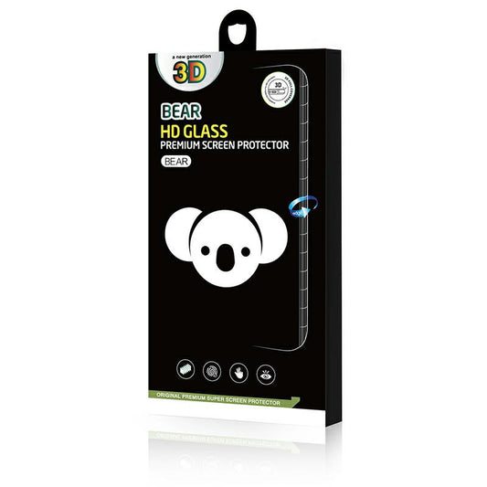 Protector de pantalla Bear HD para Apple iPhone 16, vidrio templado, adhesivo completo, negro