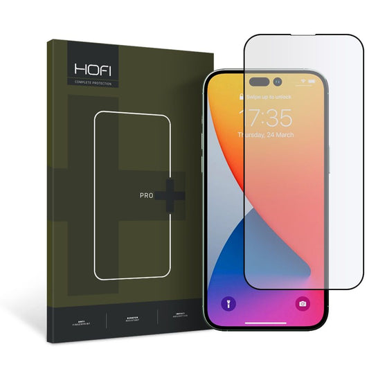 Protector de pantalla HOFI PRO+ para Apple iPhone 14 Pro, vidrio templado, adhesivo completo, negro