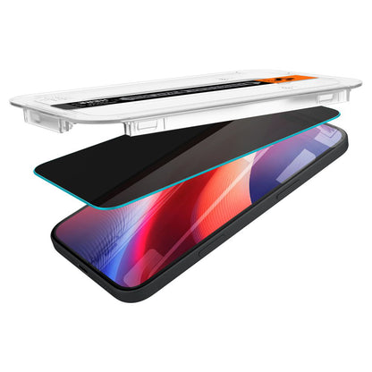 Protector de pantalla Privacy Spigen GlastR EZ FIT para Apple iPhone 16 / 15, Cristal Templado, Adhesivo Completo, Set de 2 piezas AGL06905