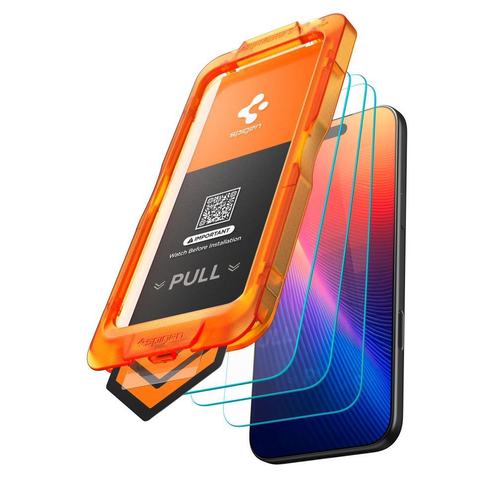 Protector de pantalla Spigen GlastR Align Master Slim para Apple iPhone 17 Pro, Cristal Templado, Adhesivo Completo, Set de 3 piezas AGL10103