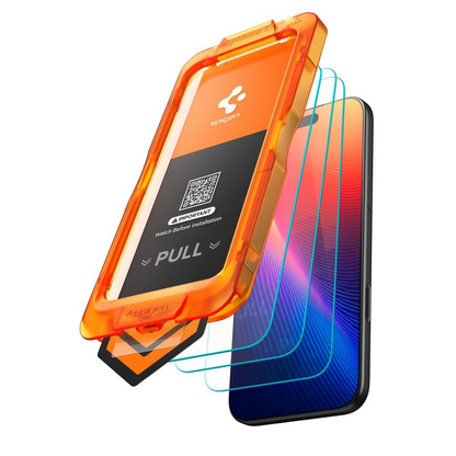 Protector de pantalla Spigen GlastR Align Master Slim para Apple iPhone 17 Pro Max, Cristal Templado, Full Glue, Set de 3 piezas AGL10099