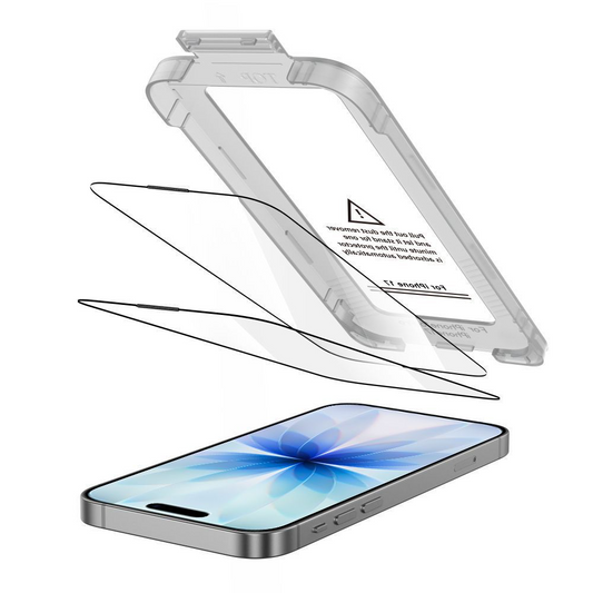 Protector de pantalla Tech-Protect Quick Set+ para Apple iPhone 17, Cristal Templado, Full Glue, Set de 2 piezas, Negro
