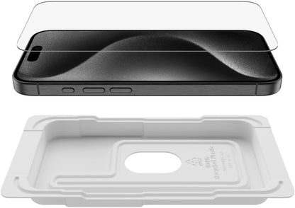 Protector de pantalla Belkin ScreenForce TemperedGlass para Apple iPhone 15 Pro Max, vidrio templado, adhesivo completo OVA138zz