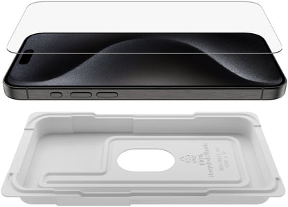 Protector de pantalla Belkin ScreenForce UltraGlass 2 para Apple iPhone 15 Pro Max, Vidrio templado, Full Glue OVA134zz
