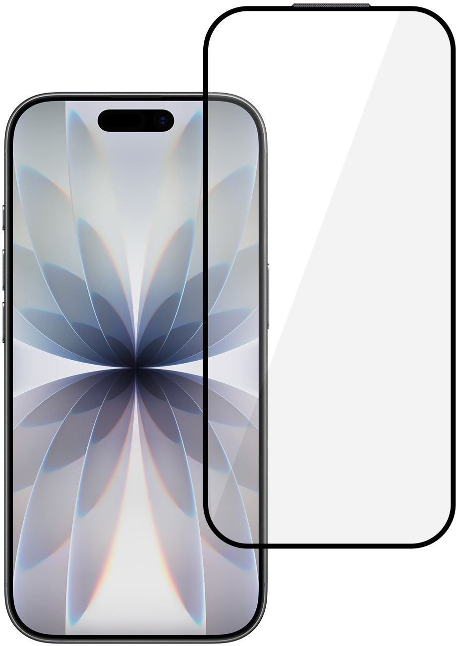 Protector de pantalla Tel Protect 10X HD DLC Diamond Coating para Apple iPhone 17 / 16 Pro, vidrio templado, adhesivo completo, negro