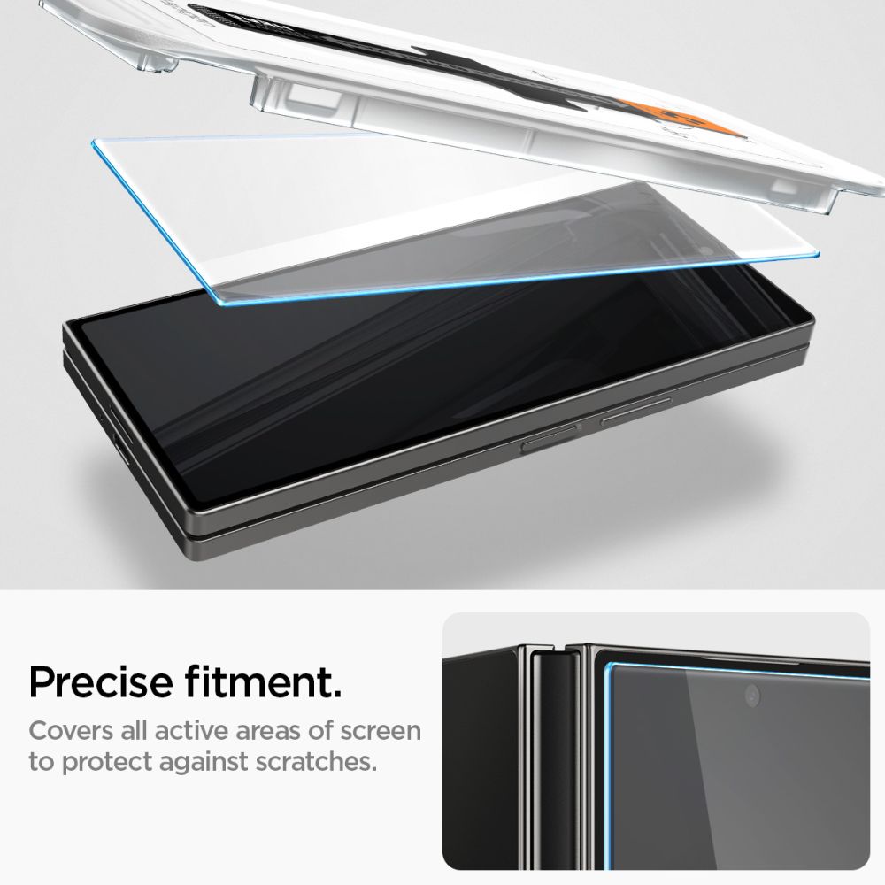 Protector de pantalla Spigen EZ FIT para Samsung Galaxy Z Fold6 F956, Glass Shielded, Full Glue, Set 2 piezas, 2.5D, 2.5D, Pantalla exterior AGL07969 