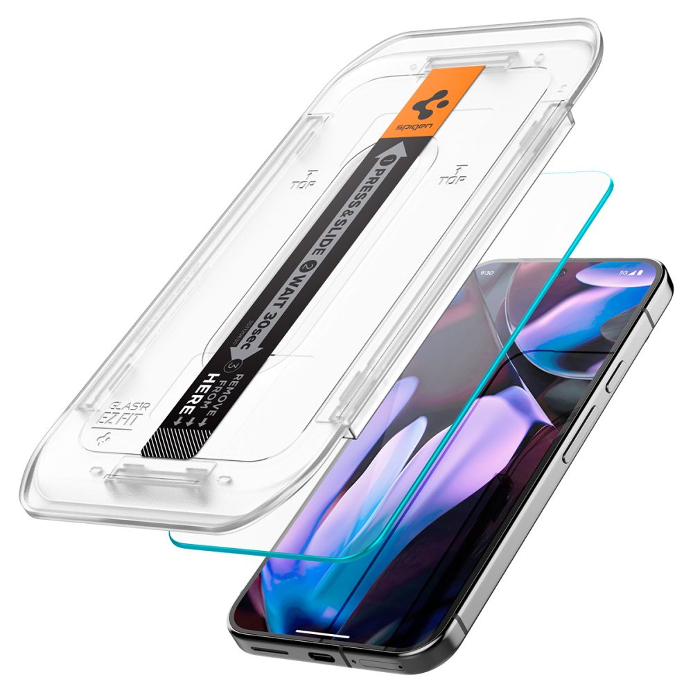 Protector de pantalla Spigen EZ FIT para Google Pixel 9 / 9 Pro, con protección de vidrio, pegamento completo, juego de 2 piezas, 2.5D AGL08442 AGL08442 