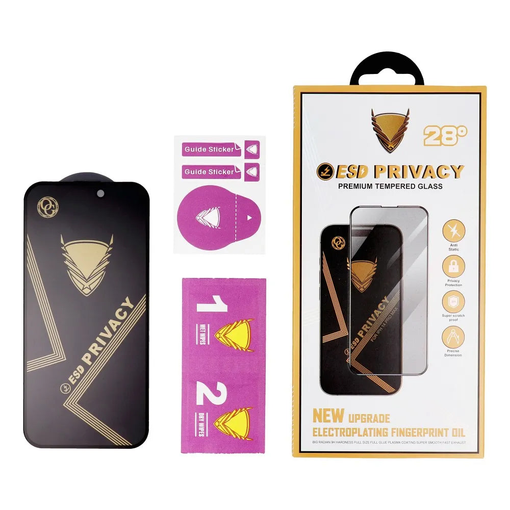 Protector de pantalla Privacy OG Premium para Apple iPhone 17 Pro, Cristal Templado, Full Glue