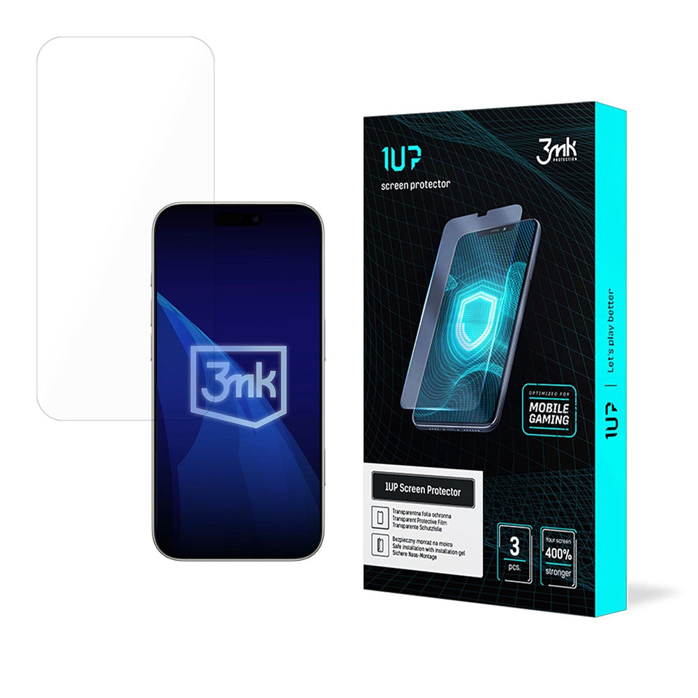 Protector de pantalla 3MK 1UP para Apple iPhone 17 Pro Max, Cristal Templado, Full Glue, Set de 3 piezas