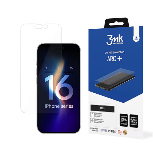 Protector de pantalla 3MK ARC+ para Apple iPhone 16 Pro, plástico