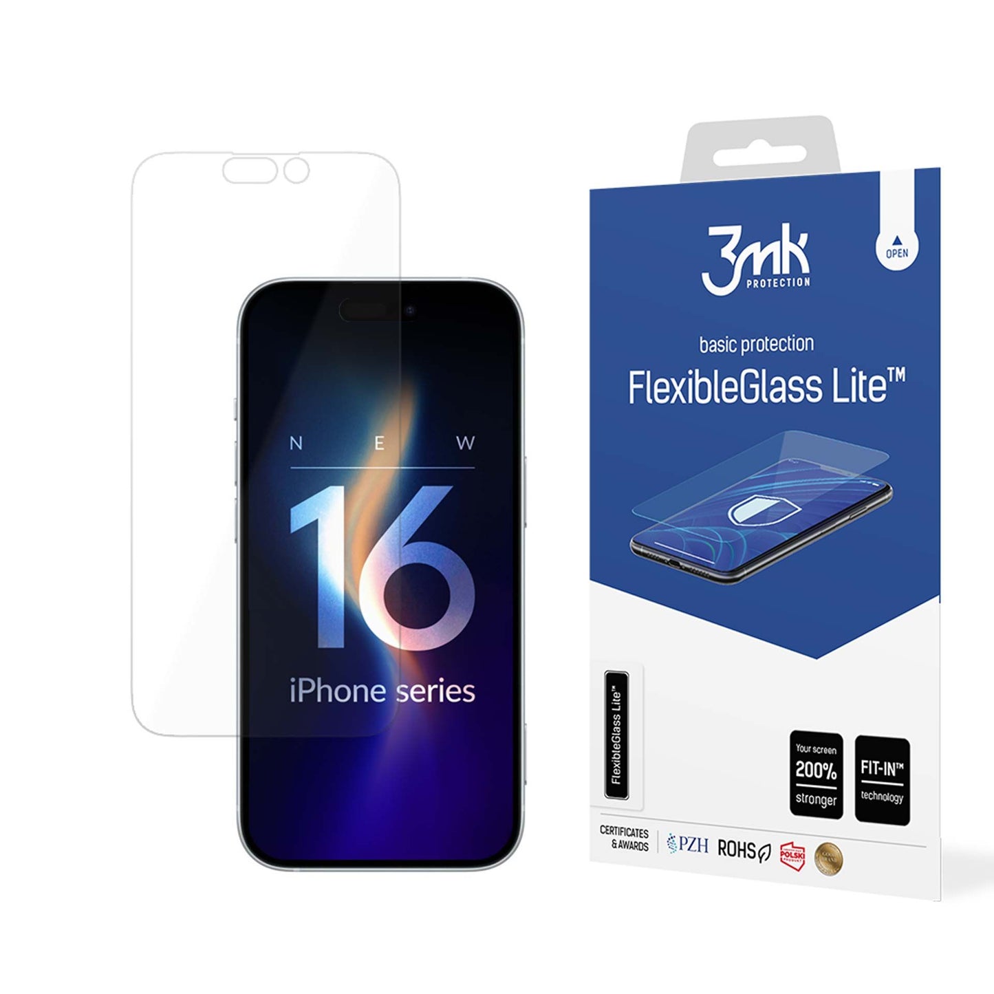 3MK FlexibleGlass Lite Screen Protector for Apple iPhone 16 Pro, Flexible Glass, Full Glue