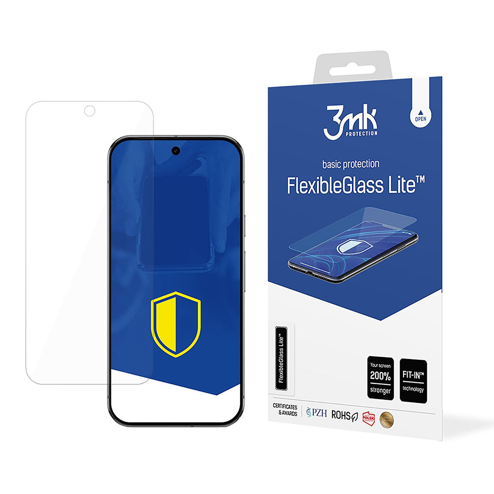 Protector de pantalla 3MK FlexibleGlass Lite para Google Pixel 9 Pro XL, vidrio flexible, adhesivo completo