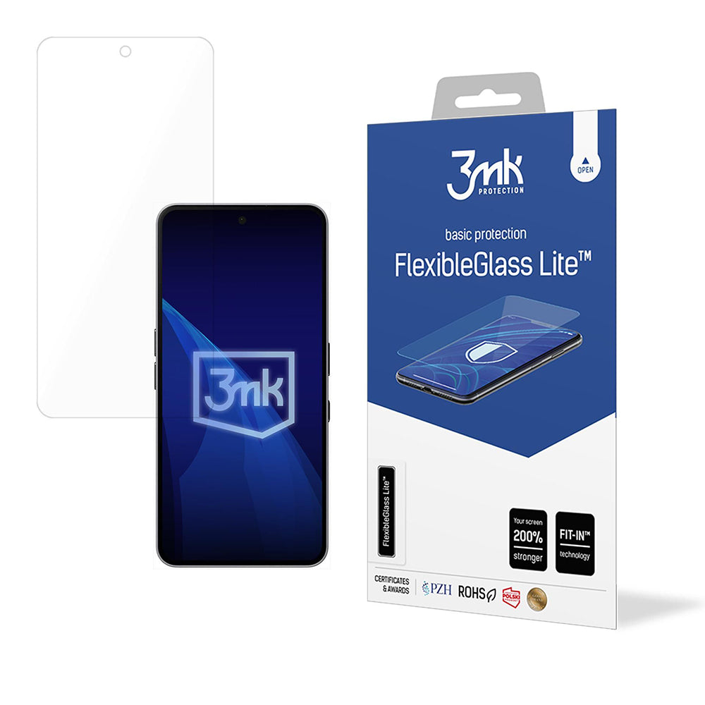 Protector de pantalla 3MK FlexibleGlass Lite para Nothing Phone (3a) / Phone (3a) Pro, Vidrio Flexible, Pegamento Completo
