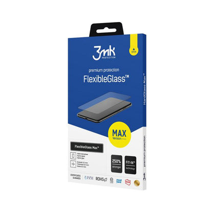 Protector de pantalla 3MK FlexibleGlass Max para Apple iPhone 16 Pro, Vidrio Flexible, Pegamento Completo, Negro