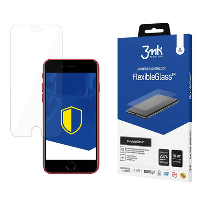 Protector de pantalla 3MK FlexibleGlass para Apple iPhone SE (2022) / SE (2020) / 8 / 7, Vidrio Flexible, Pegamento Completo