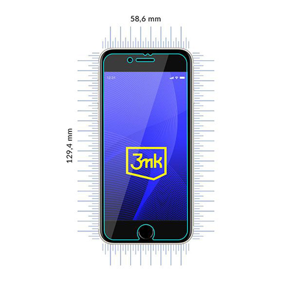 Protector de pantalla 3MK FlexibleGlass para Apple iPhone SE (2022) / SE (2020) / 8 / 7, Vidrio Flexible, Pegamento Completo
