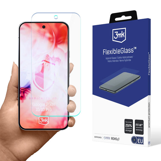 Protector de pantalla 3MK FlexibleGlass para Google Pixel 10 Pro / 10, vidrio flexible, adhesivo completo