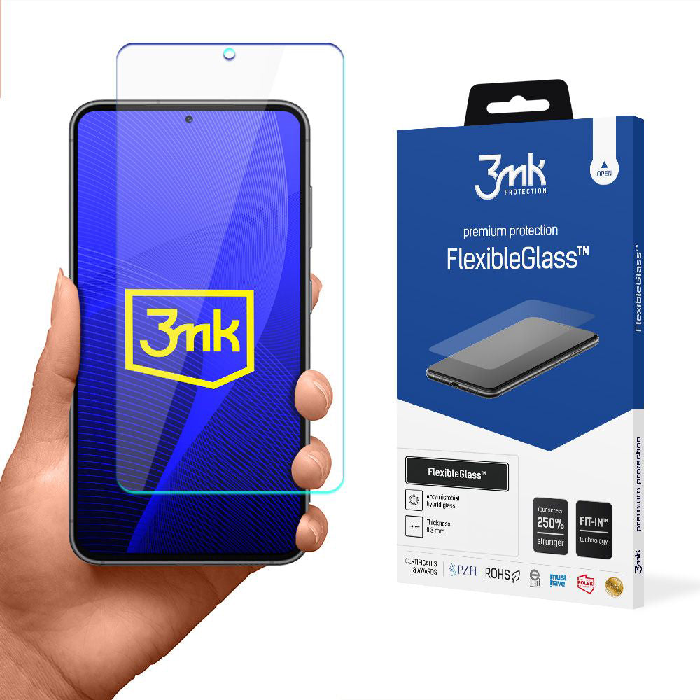 Protector de pantalla 3MK FlexibleGlass para Samsung Galaxy S23 S911, Vidrio Flexible, Pegamento Completo