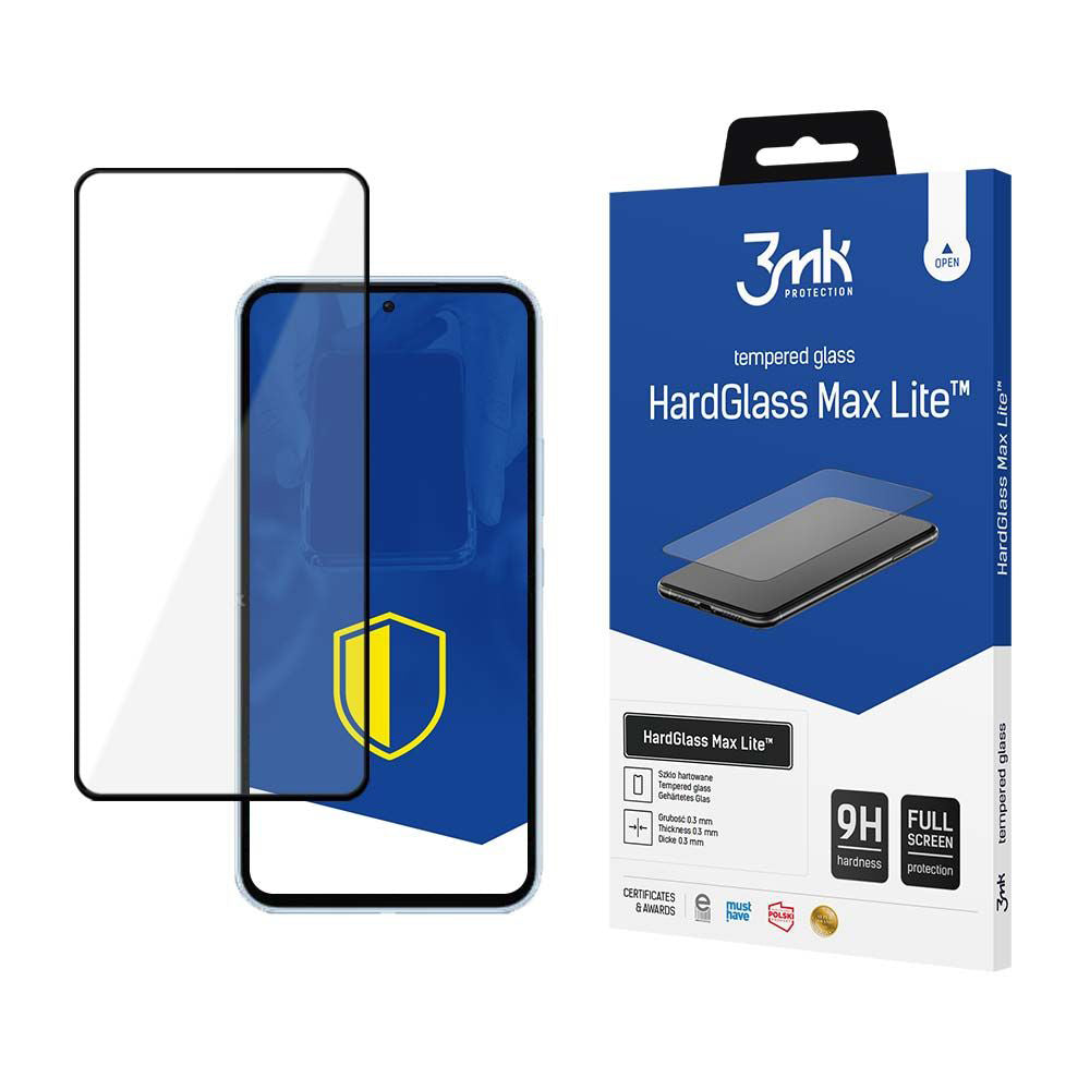 Protector de pantalla 3MK HardGlass Max Lite para Samsung Galaxy A55 5G A556 / A35 5G A356, vidrio templado, adhesivo completo, negro