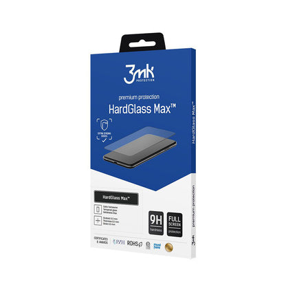 Protector de pantalla 3MK HardGlass Max para Apple iPhone 16 Pro, Vidrio Templado, Pegamento Completo, Negro