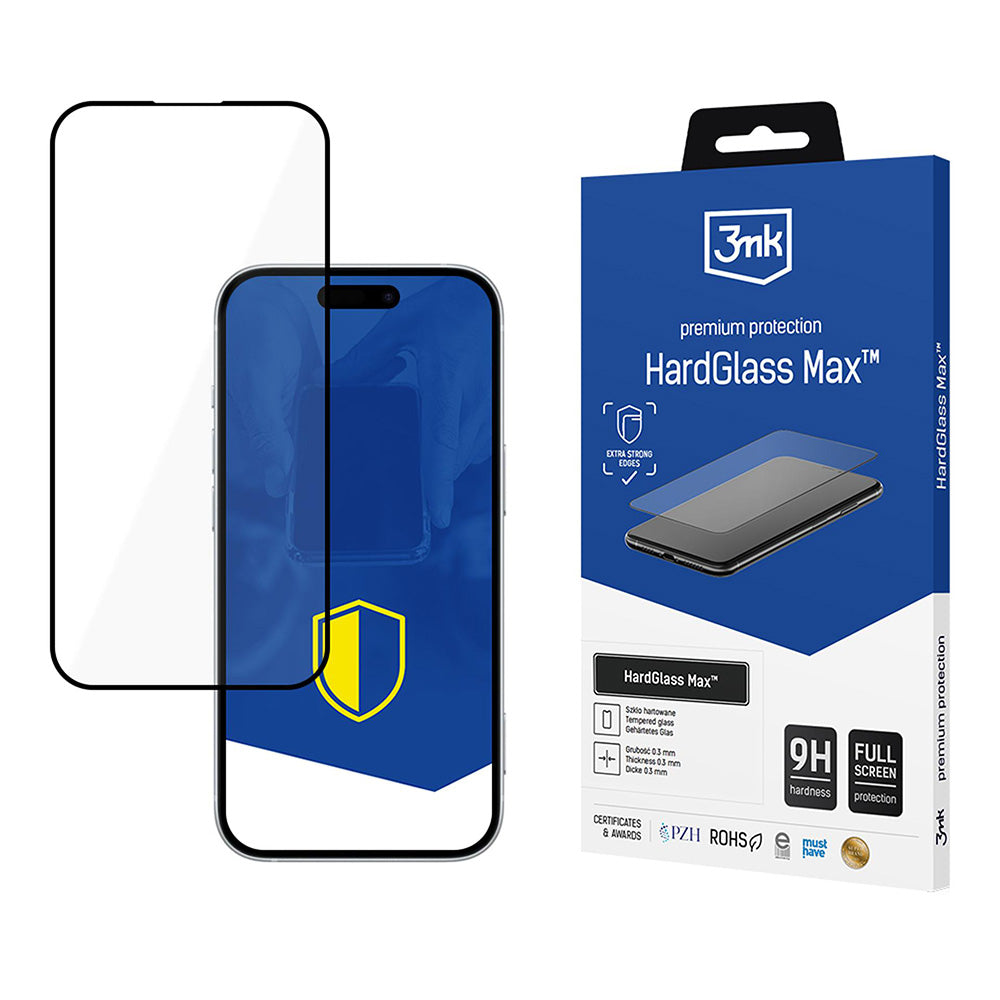 Protector de pantalla 3MK HardGlass Max para Apple iPhone 17 Pro, Cristal Templado, Full Glue, Negro