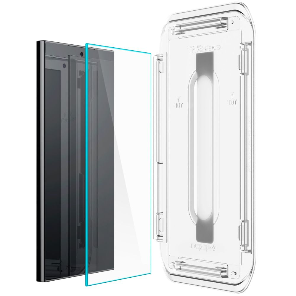 Spigen EZ FIT Protector de Pantalla para Samsung Galaxy S24 Ultra S928, Cristal Protegido, Pegamento Completo, Juego 2 piezas 