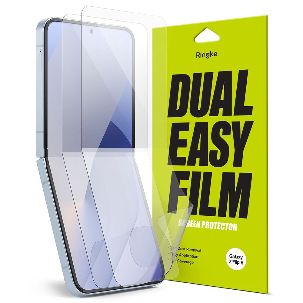 Protector de pantalla interior Ringke Dual Easy para Samsung Galaxy Z Flip6 F741, Plástico, Juego de 2 piezas