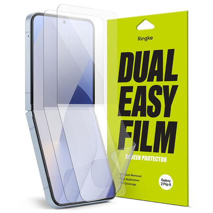 Protector de pantalla interior Ringke Dual Easy para Samsung Galaxy Z Flip6 F741, Plástico, Juego de 2 piezas