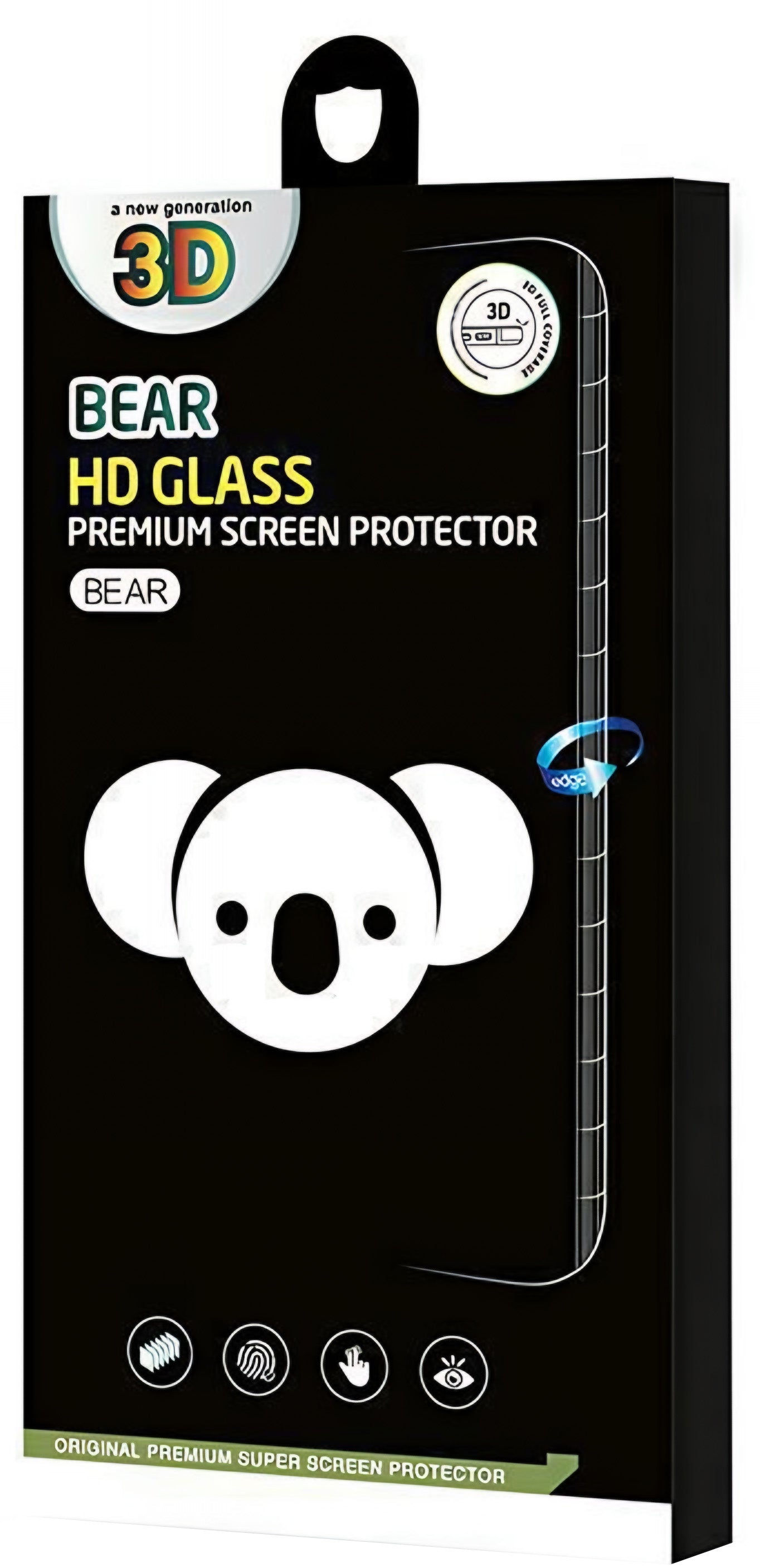 Protector de pantalla Bear HD para Apple iPhone 17 Air, vidrio templado, adhesivo completo, negro